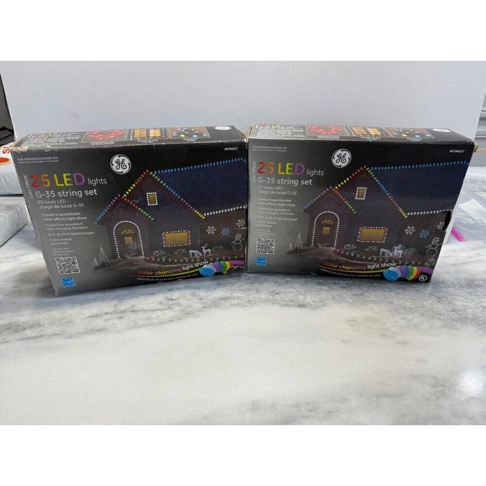 GE Color Effects 25 LED Lights Set Light Show Color Changing 2 Box Christmas